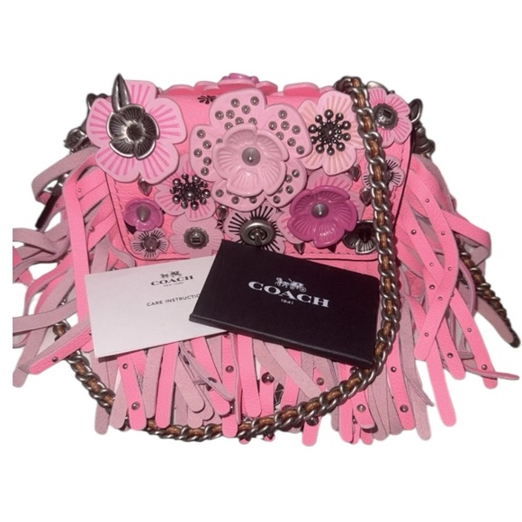 Coach 1941 Dinky 15 Wild Tea Rose Fringe Crossbody Bag NWT Ltd Ed Pink Leather - Picture 16 of 16